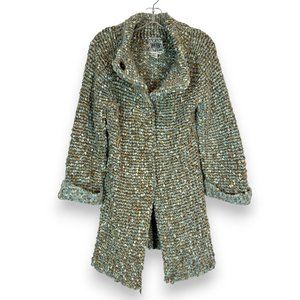 Anthropologie Curio Chunky Knit Sweater Coat Brown Blue